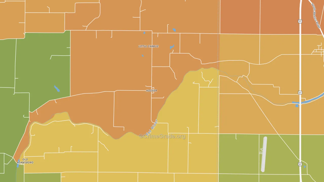 Hoover, IN Map of Vandalism Rates