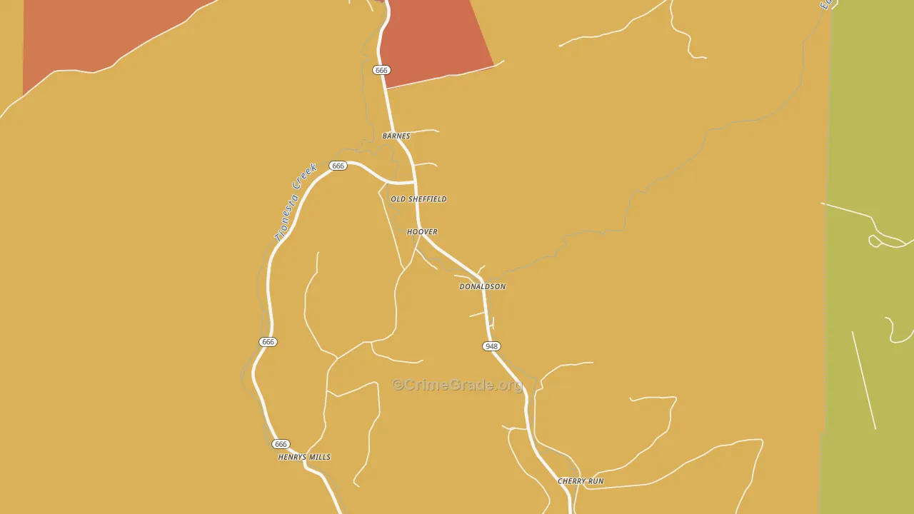 Hoovers, PA Map of Vandalism Rates