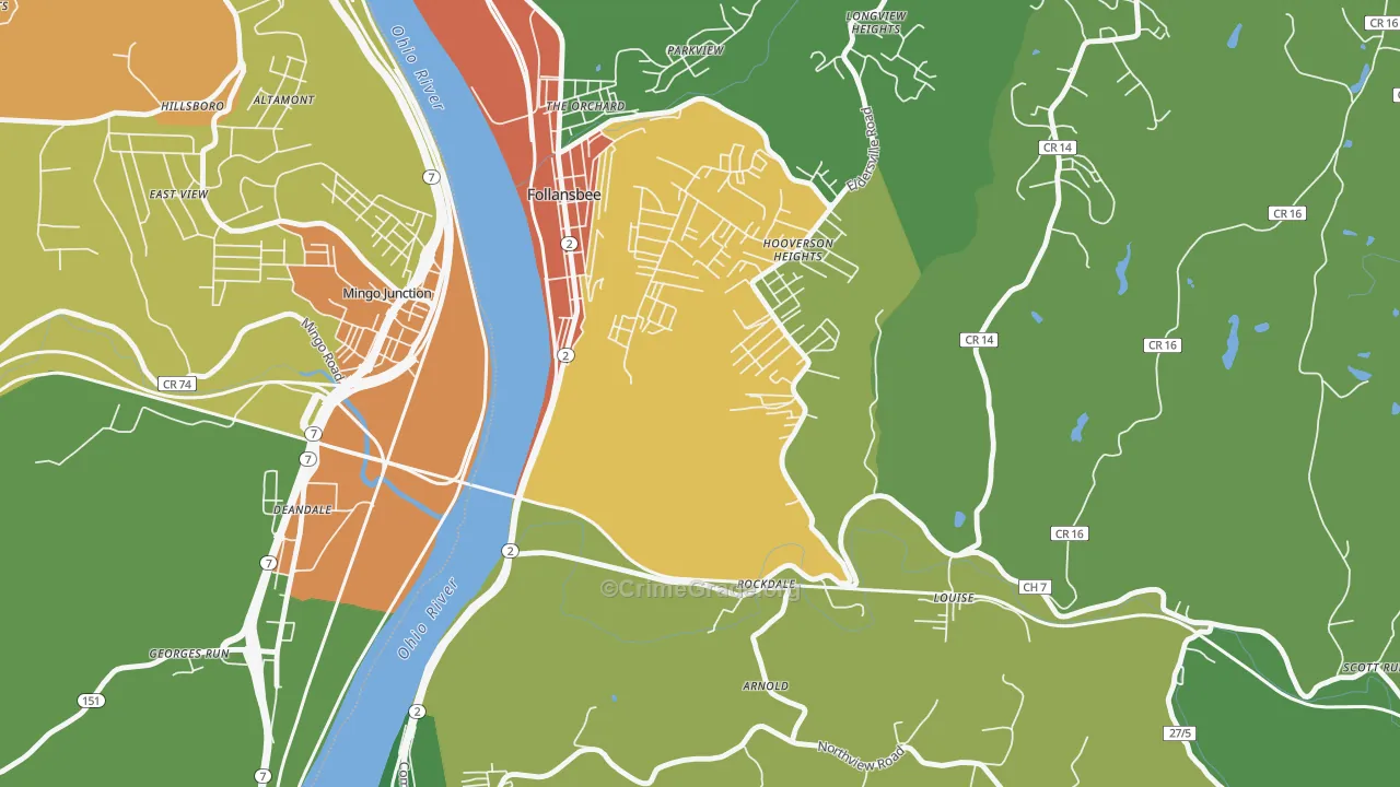 Hooverson Heights, WV Map of Vandalism Rates