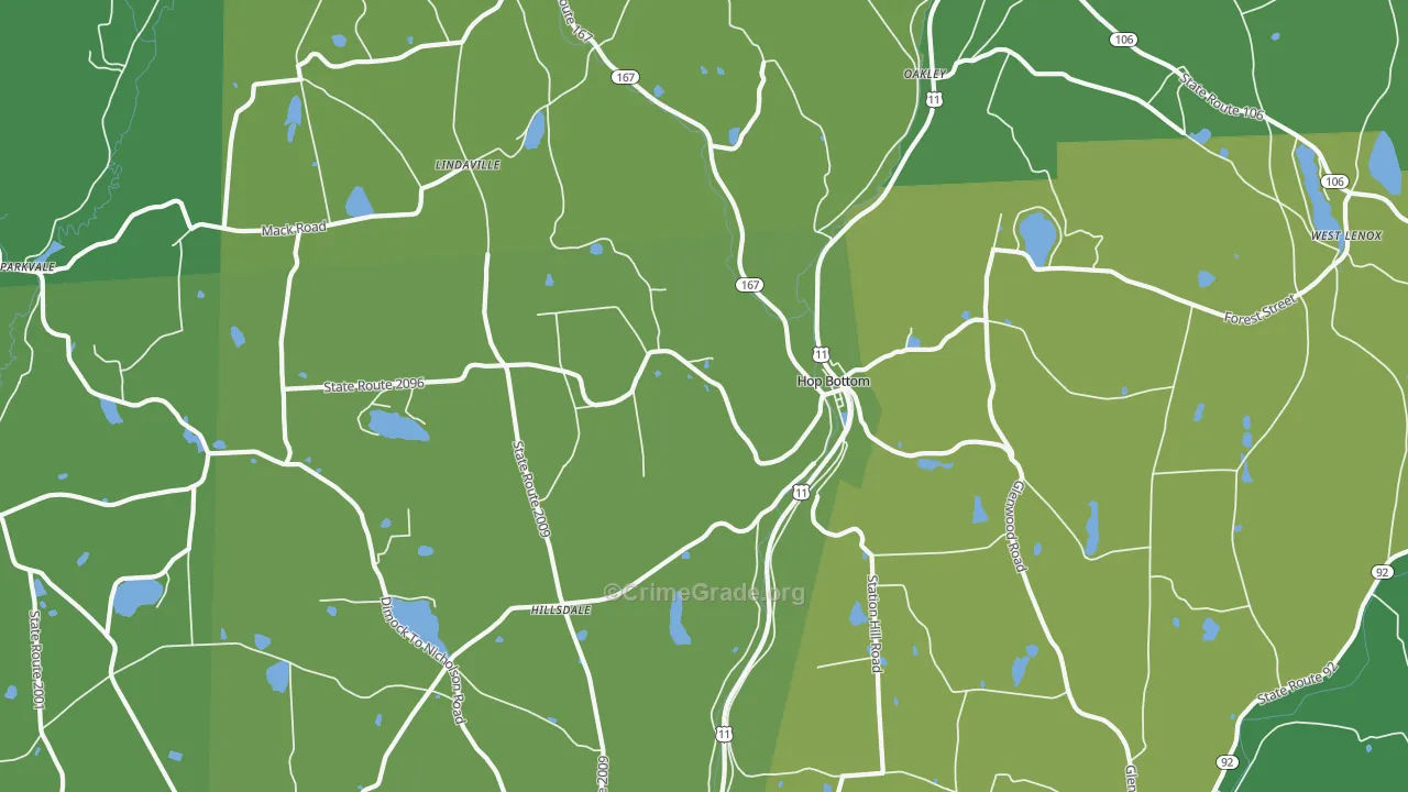 Hop Bottom, PA Map of Vandalism Rates