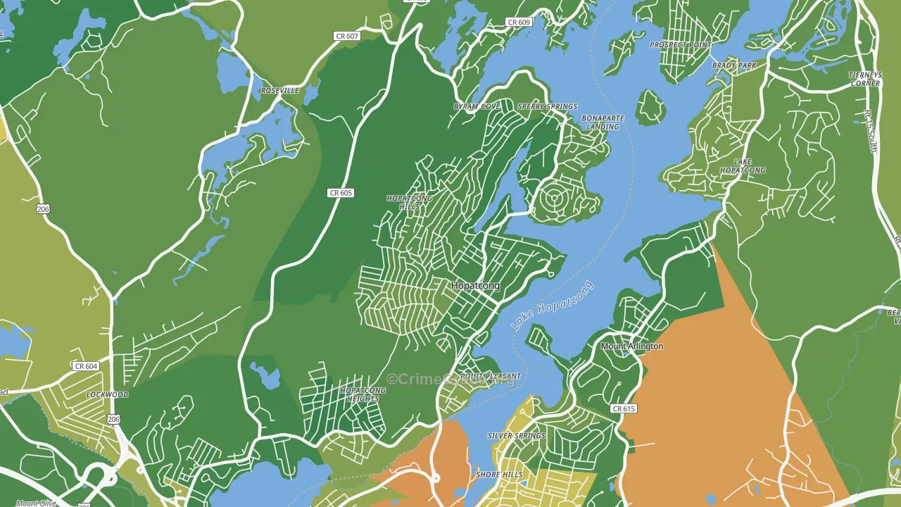 Hopatcong, NJ Map of Vandalism Rates