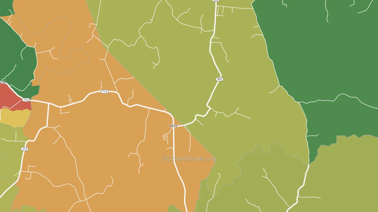 Hope, KY Map of Vandalism Rates