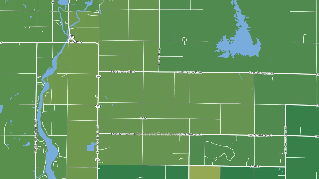 Hope, MI Map of Vandalism Rates