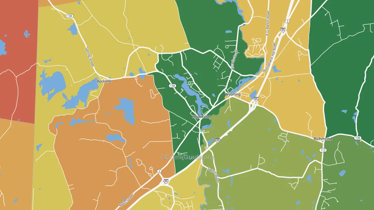 Hope Valley, RI Map of Vandalism Rates