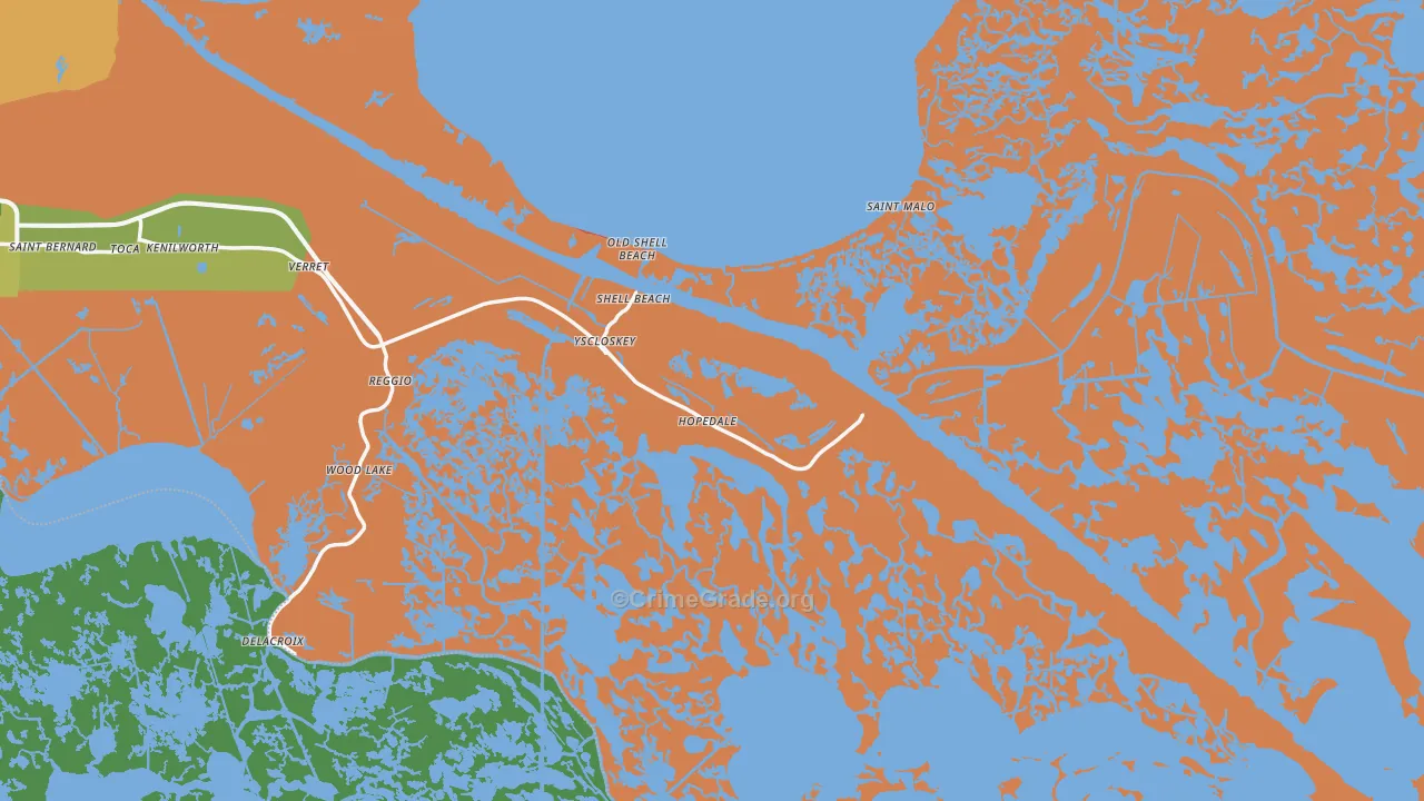 Hopedale, LA Map of Vandalism Rates