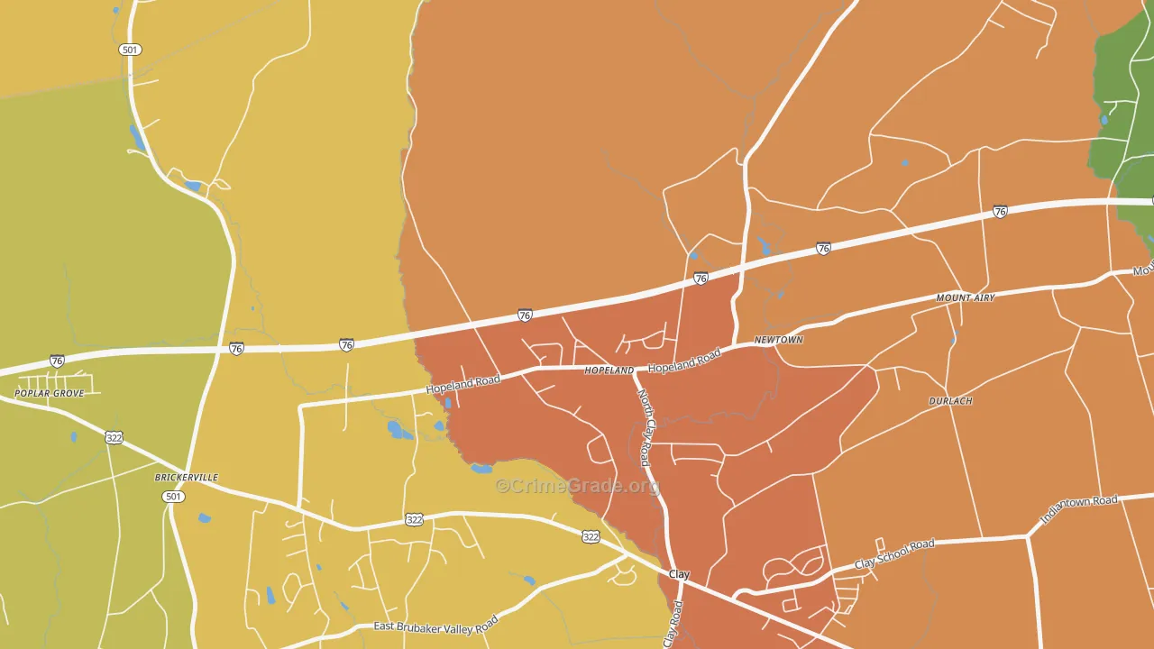 Hopeland, PA Map of Vandalism Rates
