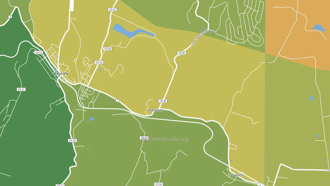 Hopemont, WV Map of Vandalism Rates