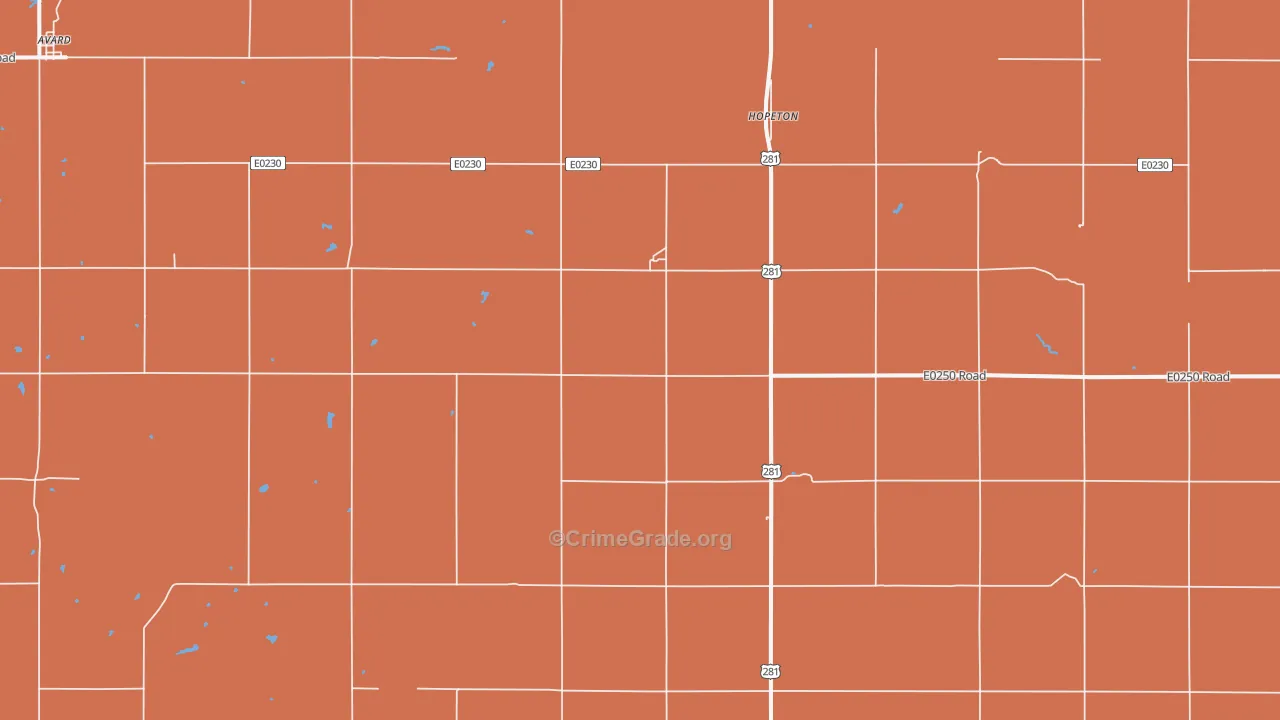 Hopeton, OK Map of Vandalism Rates