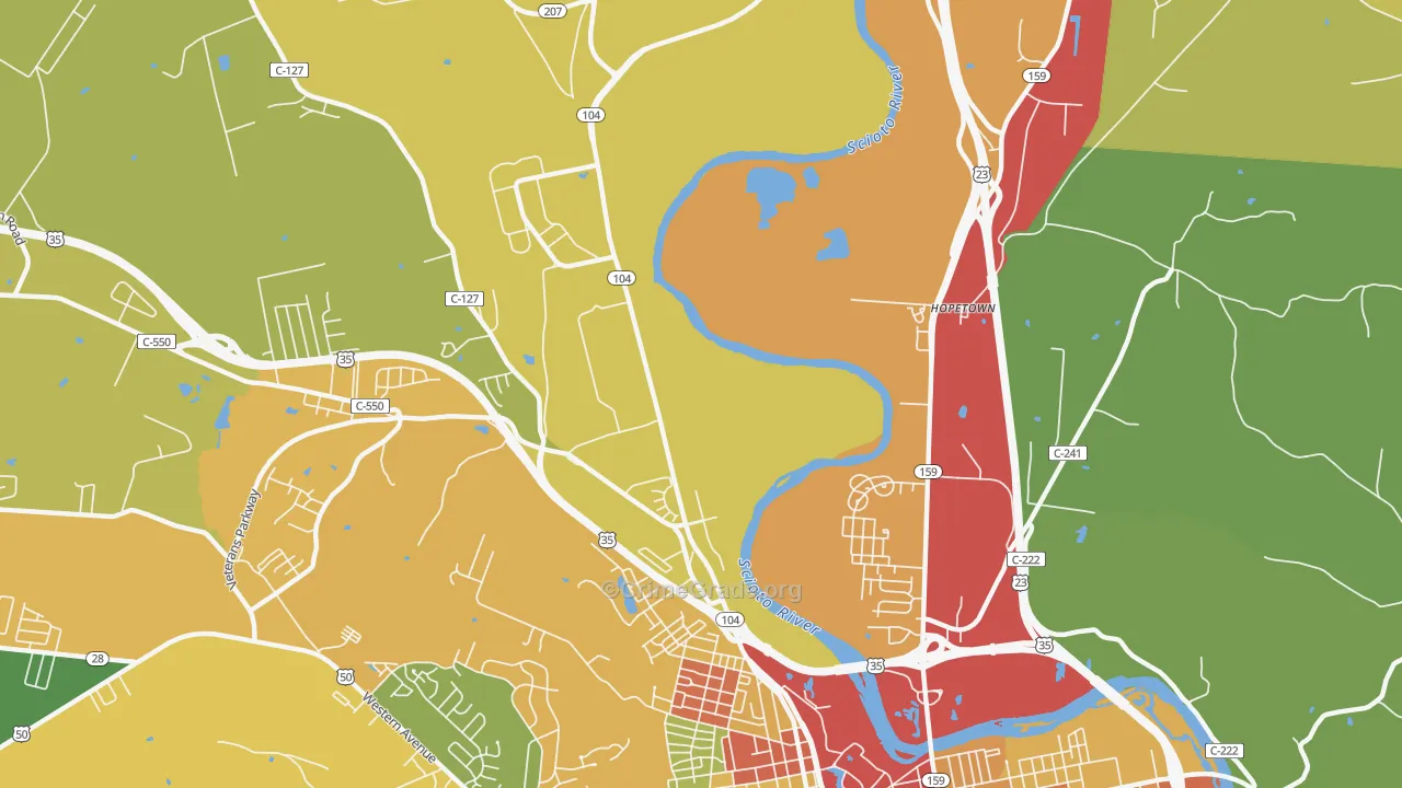 Hopetown, OH Map of Vandalism Rates