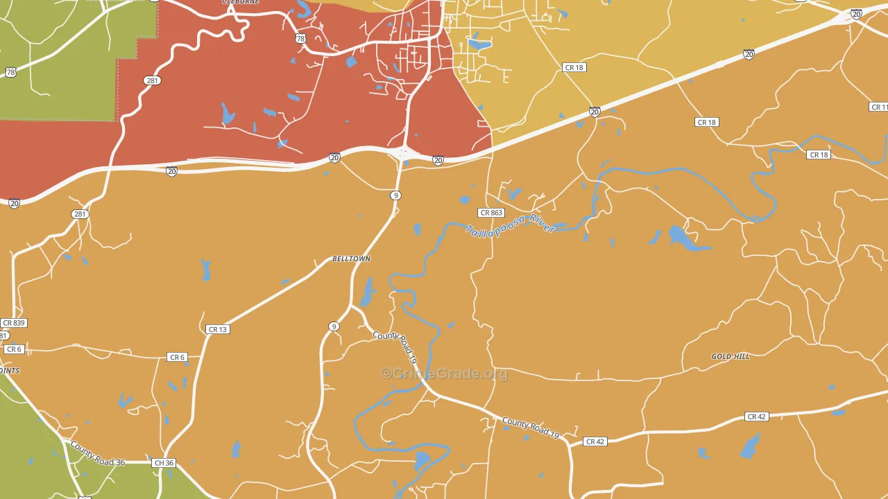 Hopewell, AL Map of Vandalism Rates