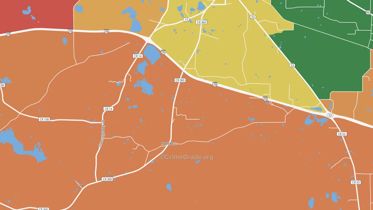 Hopewell, FL Map of Vandalism Rates