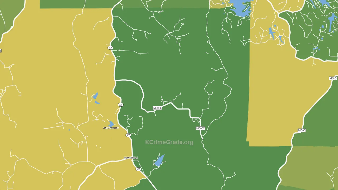 Hopewell, MO Map of Vandalism Rates