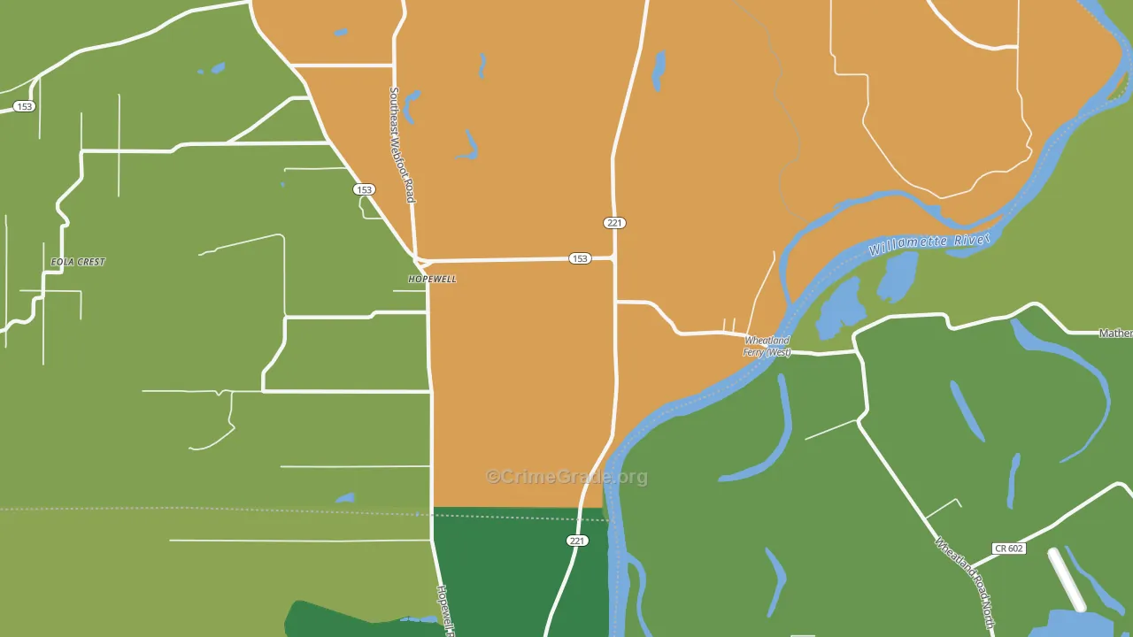 Hopewell, OR Map of Vandalism Rates