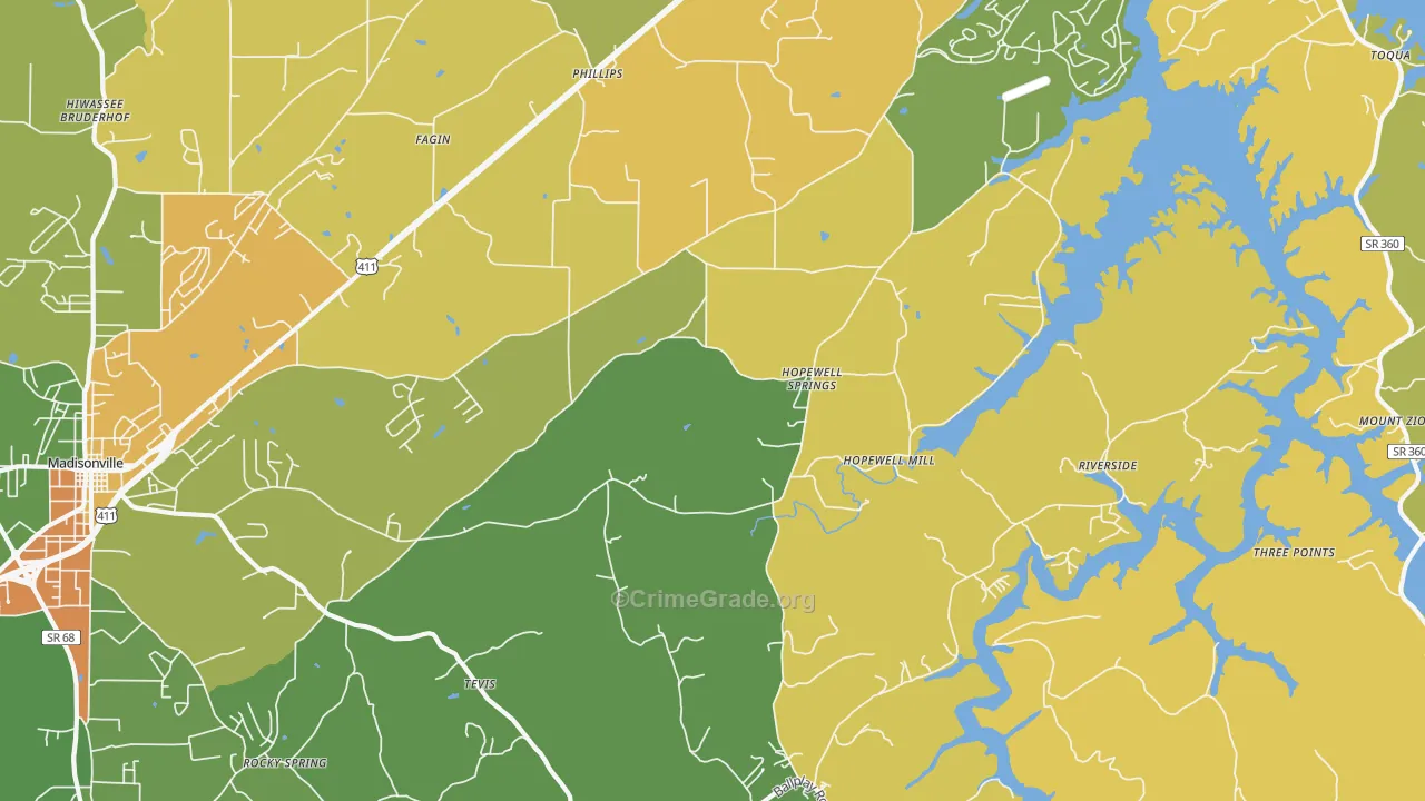 Hopewell Springs, TN Map of Vandalism Rates