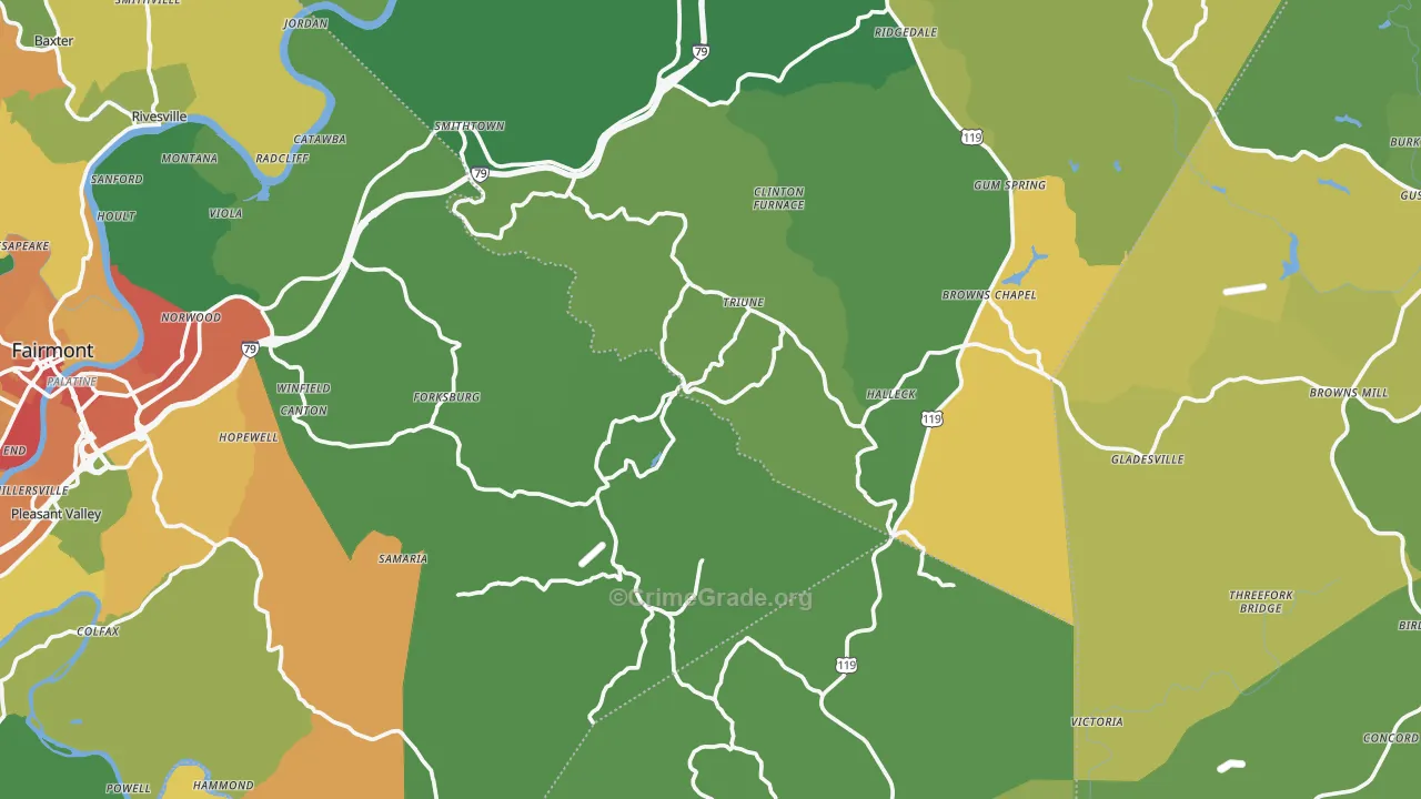 Hopewell, WV Map of Vandalism Rates