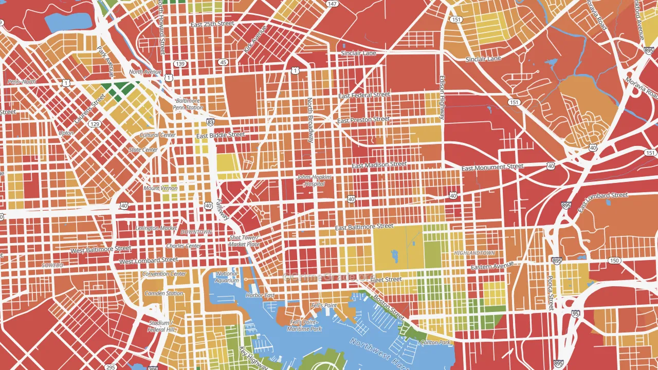 Hopkins-Middle East, Baltimore, MD Map of Vandalism Rates