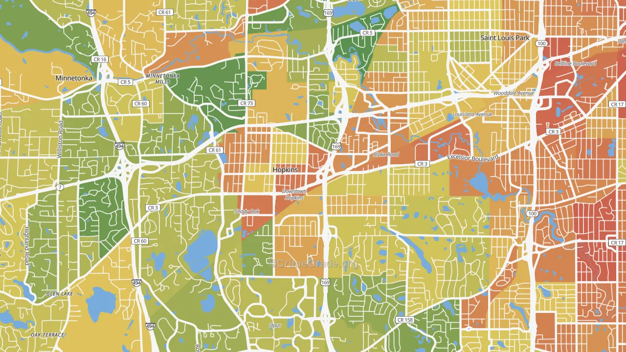 Hopkins, MN Map of Vandalism Rates