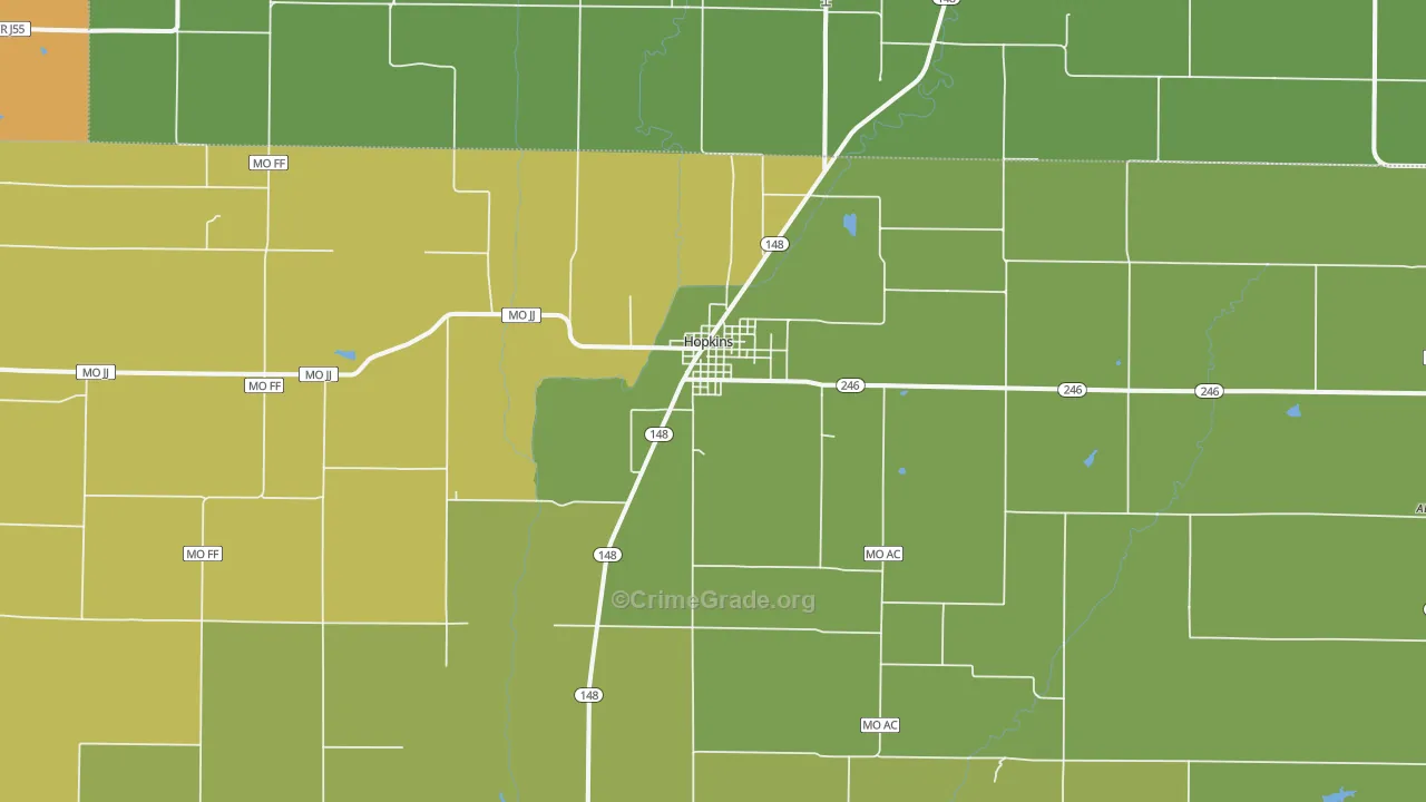 Hopkins, MO Map of Vandalism Rates