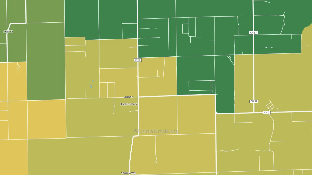 Hopkins Park, IL Map of Vandalism Rates