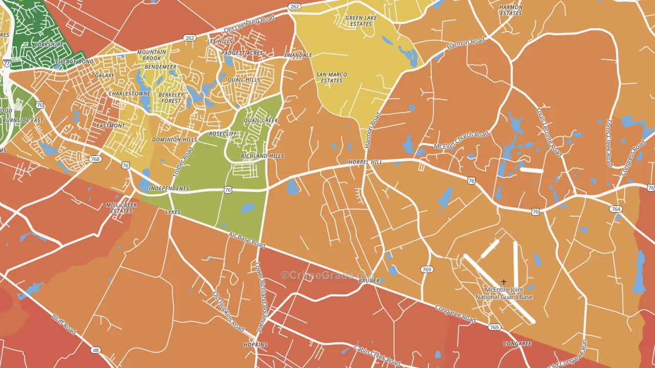 Hopkins, SC Map of Vandalism Rates