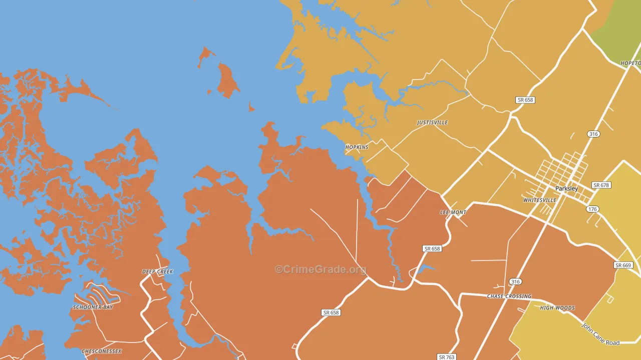 Hopkins, VA Map of Vandalism Rates