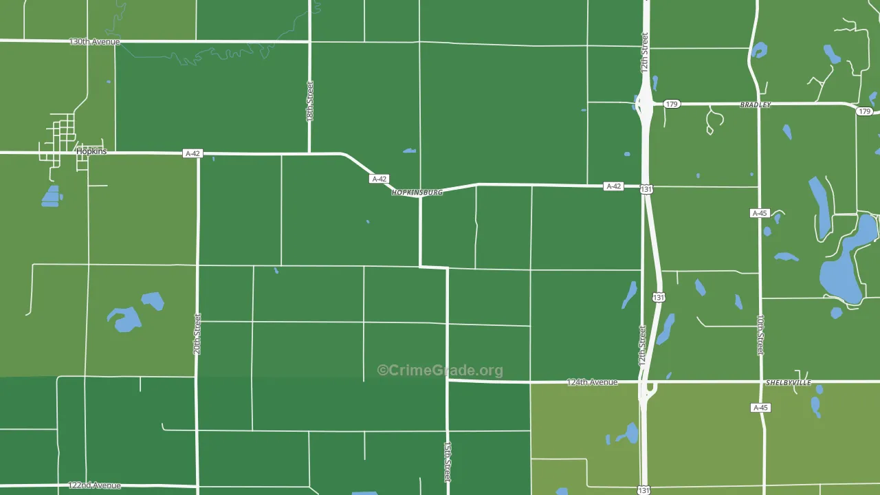 Hopkinsburg, MI Map of Vandalism Rates