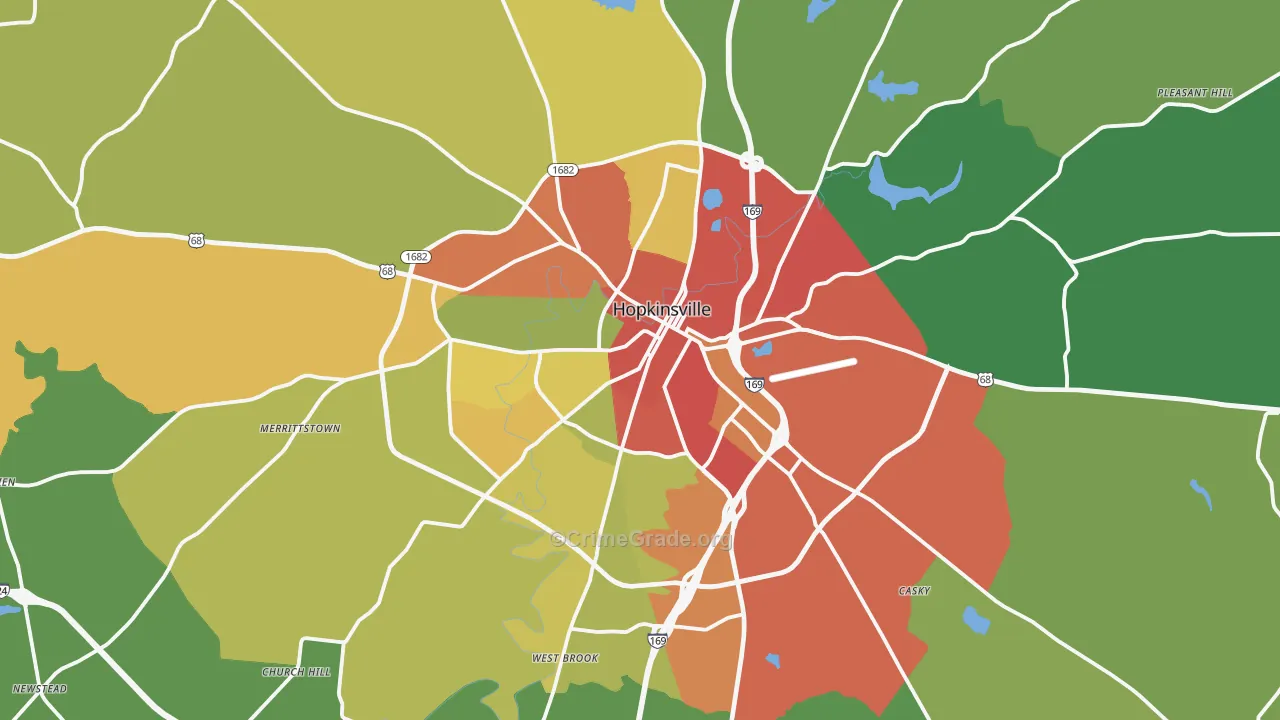 Hopkinsville, KY Map of Vandalism Rates
