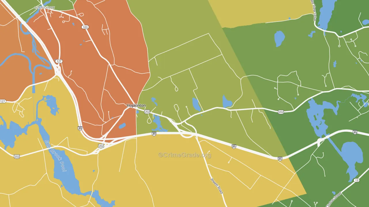 Hopkinton, NH Map of Vandalism Rates