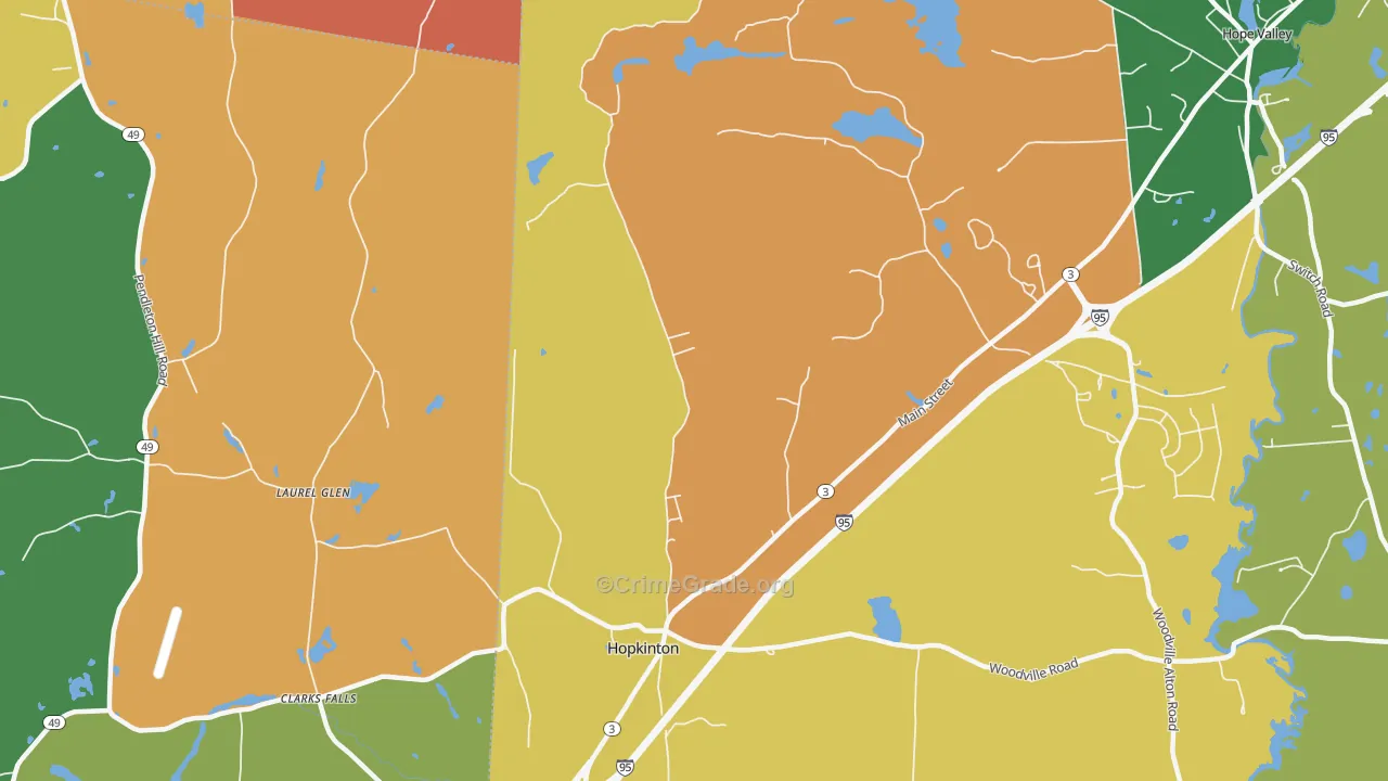 Hopkinton, RI Map of Vandalism Rates