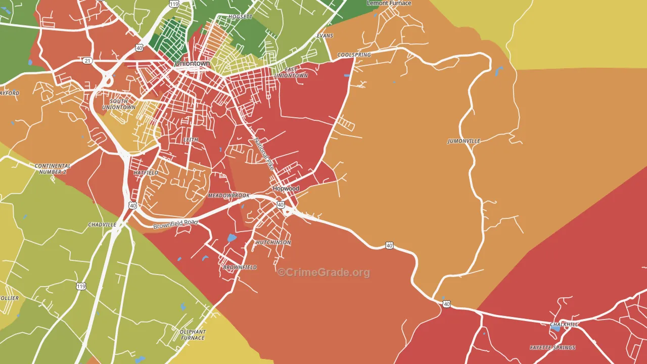 Hopwood, PA Map of Vandalism Rates
