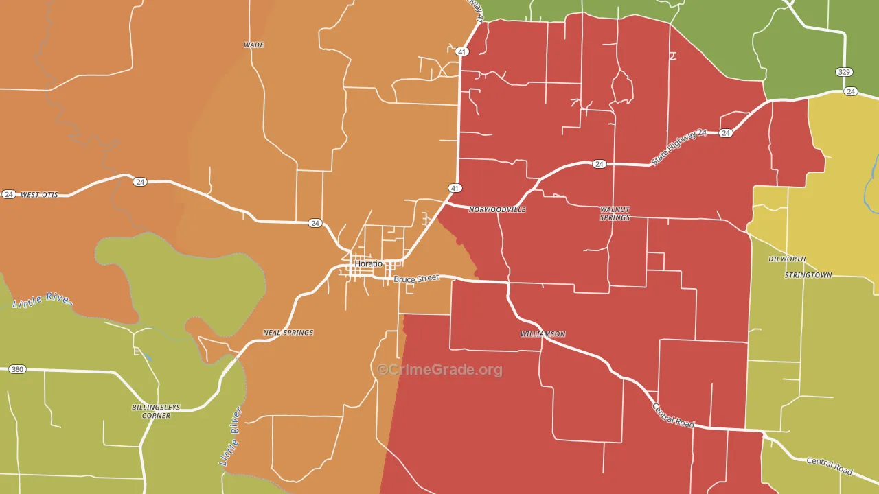 Horatio, AR Map of Vandalism Rates