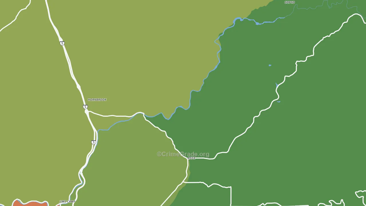 Hornbrook, CA Map of Vandalism Rates