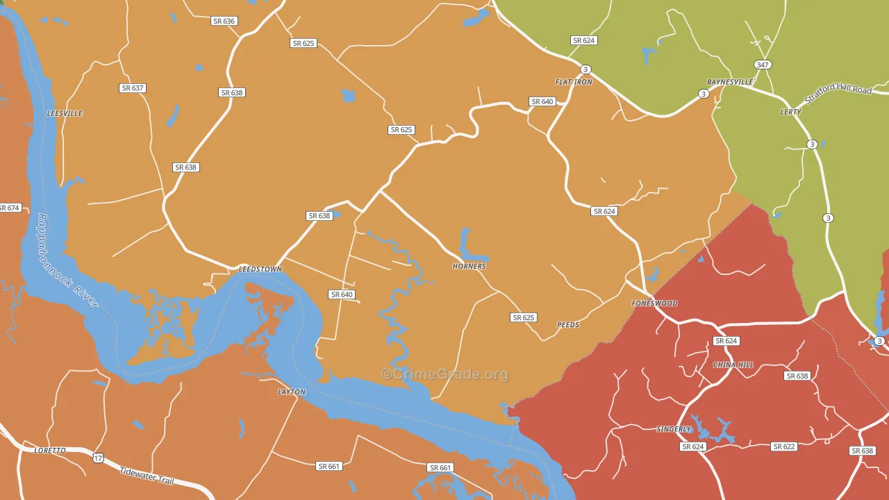 Horners, VA Map of Vandalism Rates