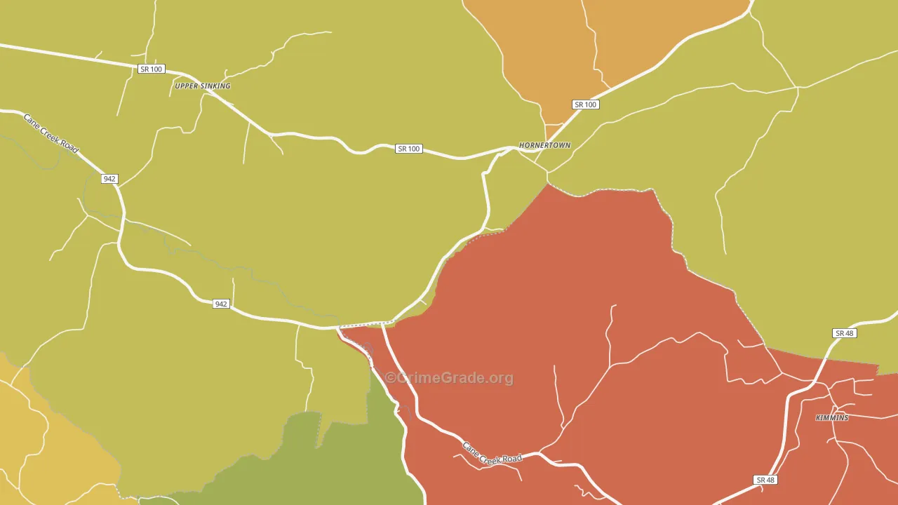 Hornertown, TN Map of Vandalism Rates