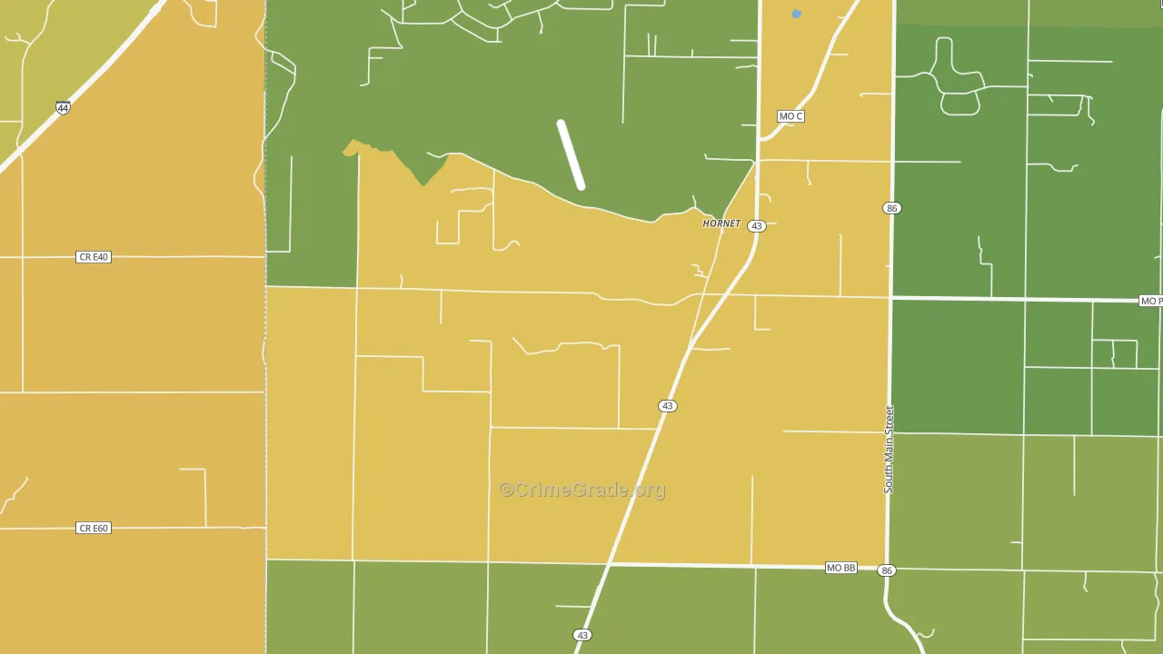 Hornet, MO Map of Vandalism Rates