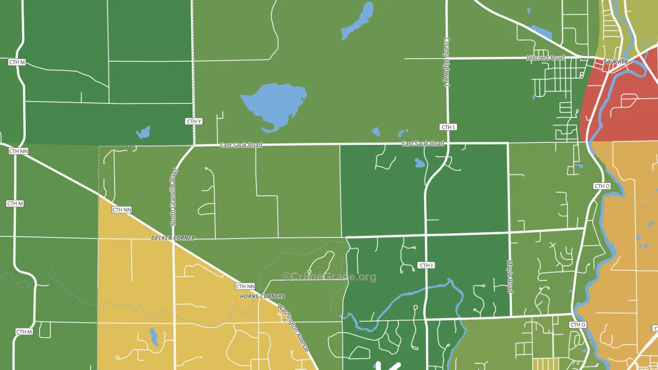 Horns Corners, WI Map of Vandalism Rates
