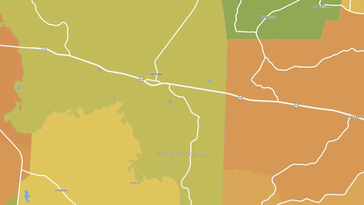 Hornsby, TN Map of Vandalism Rates