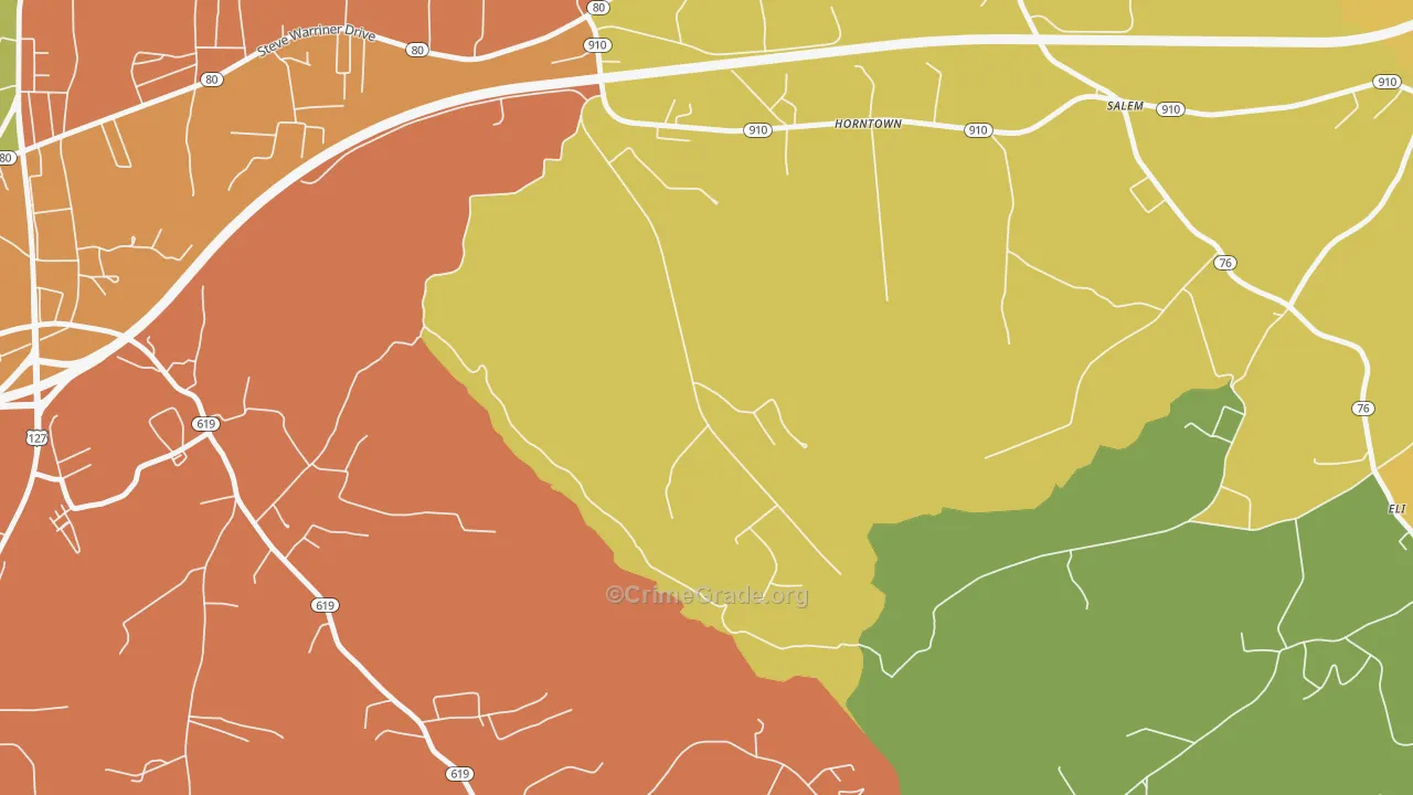 Horntown, KY Map of Vandalism Rates