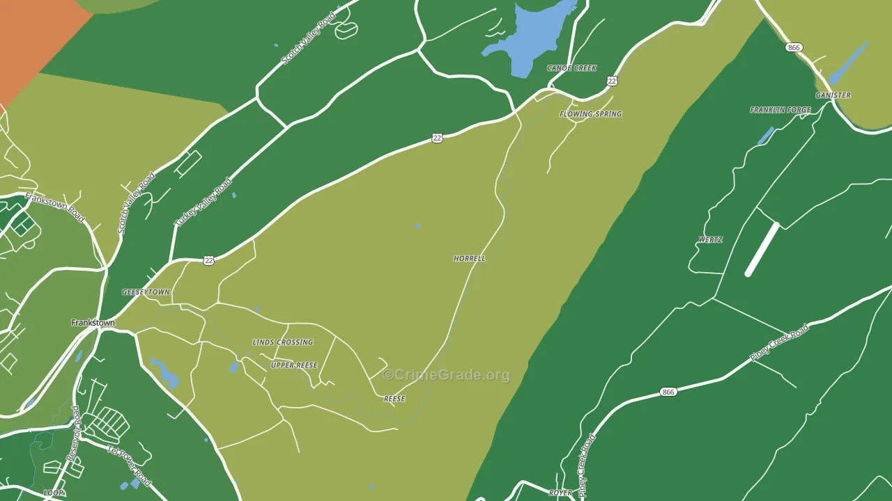 Horrell, PA Map of Vandalism Rates
