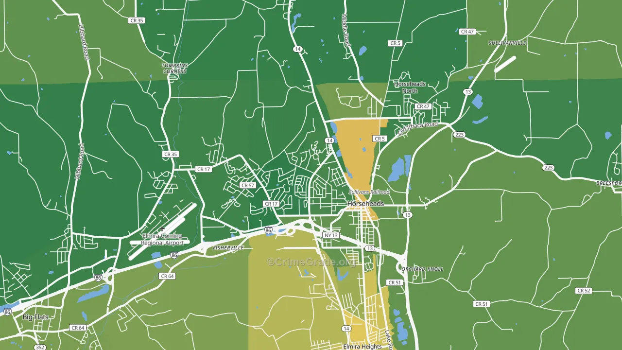 Horseheads, NY Map of Vandalism Rates