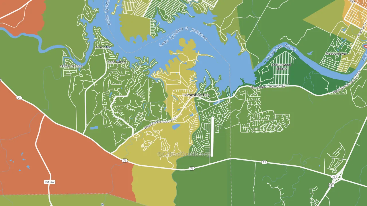 Horseshoe Bay, TX Map of Vandalism Rates
