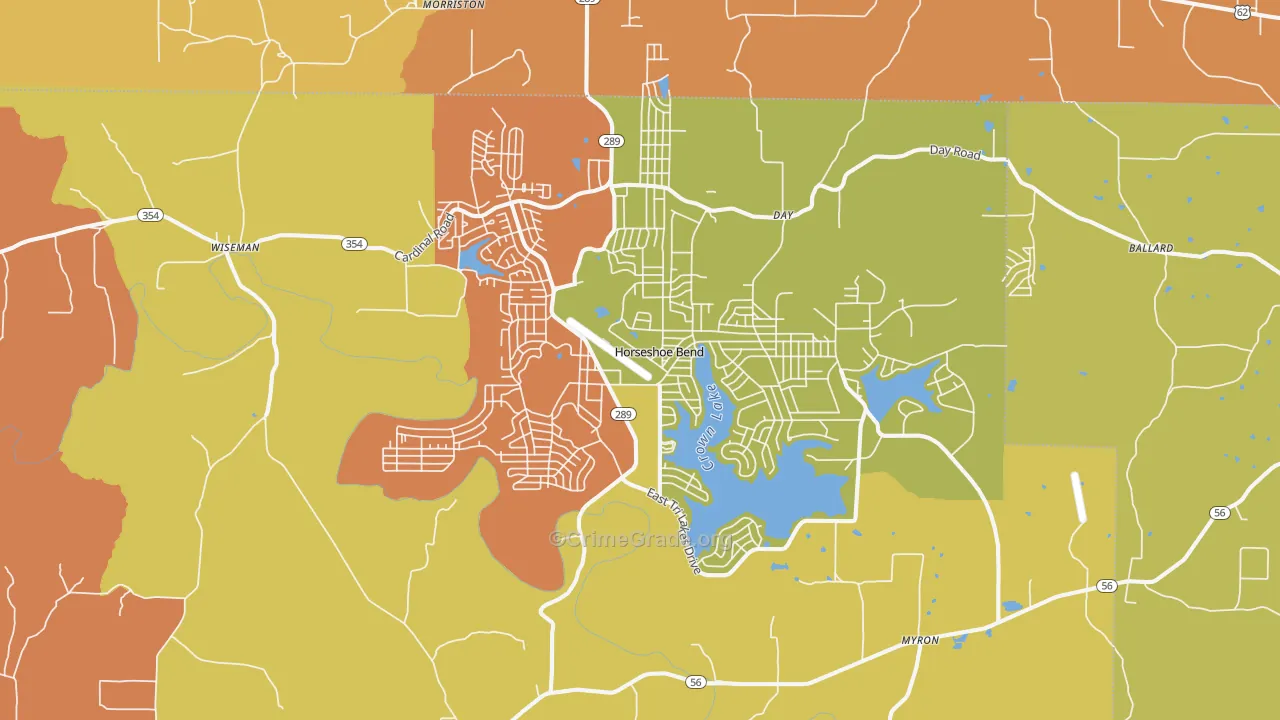 Horseshoe Bend, AR Map of Vandalism Rates
