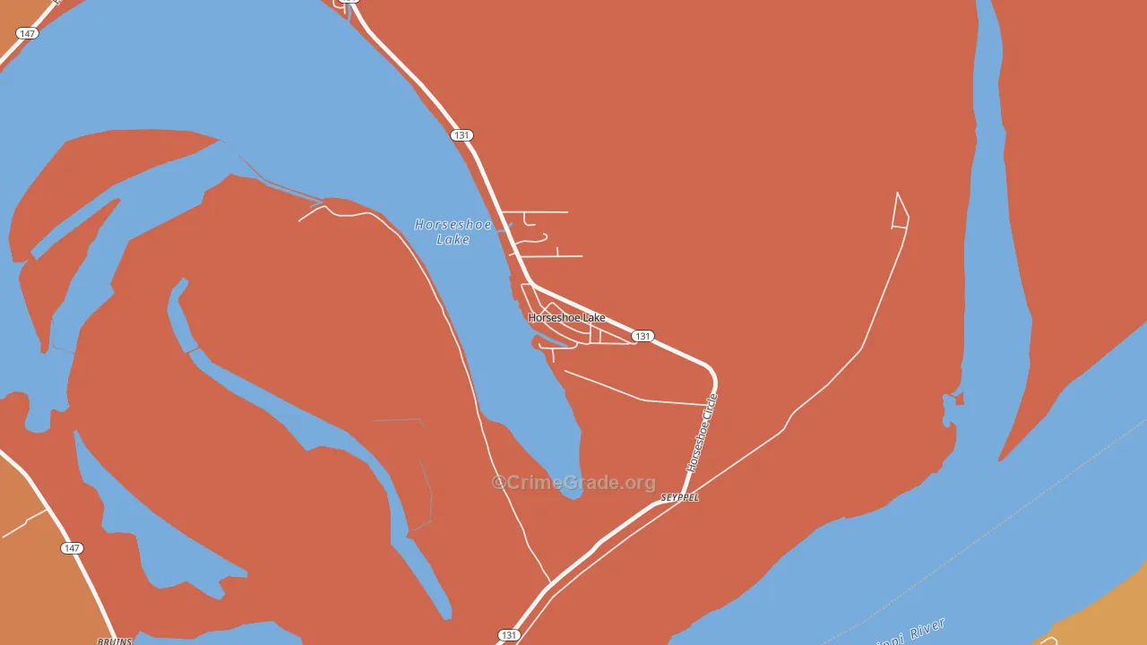 Horseshoe Lake, AR Map of Vandalism Rates