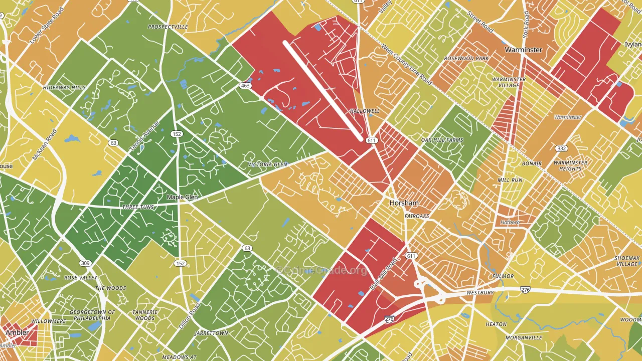 Horsham, PA Map of Vandalism Rates