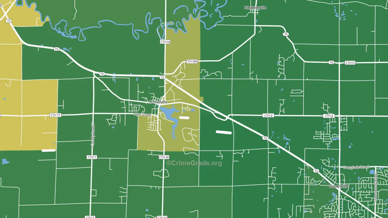 Hortonville, WI Map of Vandalism Rates