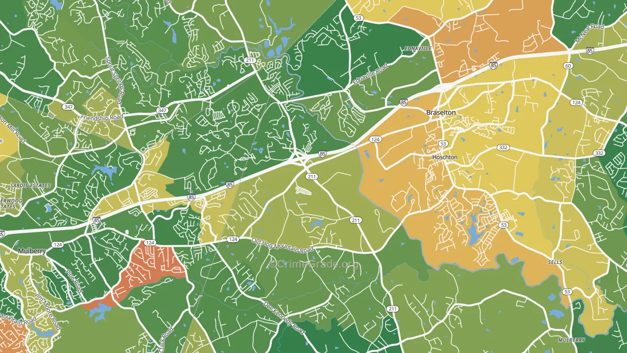 Hoschton, GA Map of Vandalism Rates
