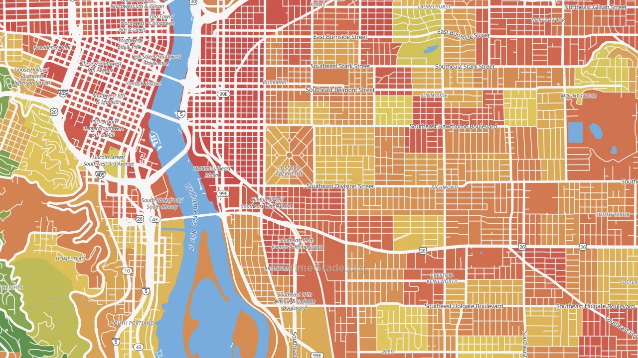 Hosford-Abernethy, Portland, OR Map of Vandalism Rates