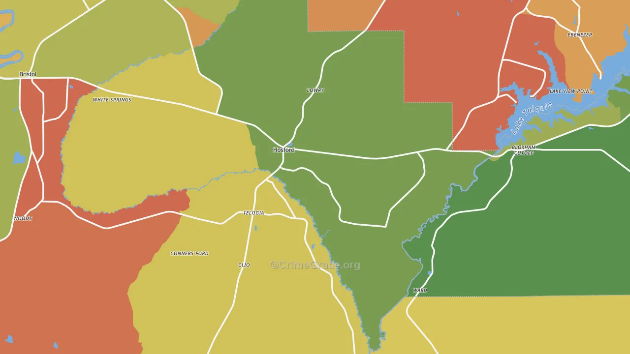 Hosford, FL Map of Vandalism Rates