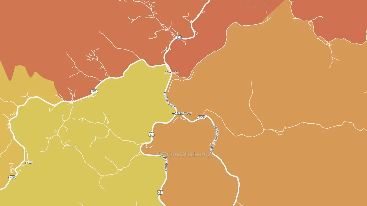 Hoskinston, KY Map of Vandalism Rates