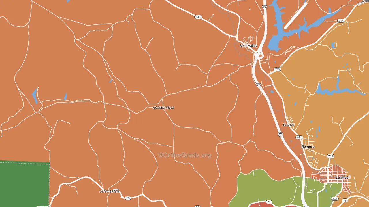 Hoskinsville, OH Map of Vandalism Rates